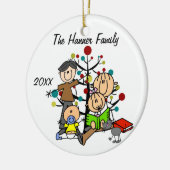 Paar mit Mädchen, Baby Boy, Cat Holiday Ornament (Links)