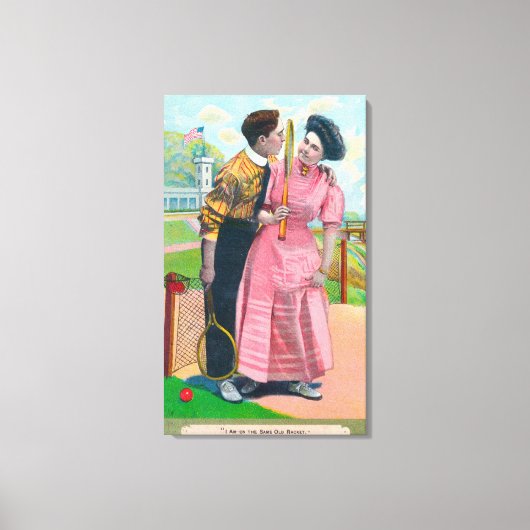 Paar mit Tennis GearSame Old Racket Leinwanddruck (Vorderseite)