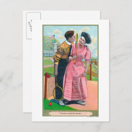 Paar mit Tennis GearSame Old Racket Postkarte (Vorne/Hinten)