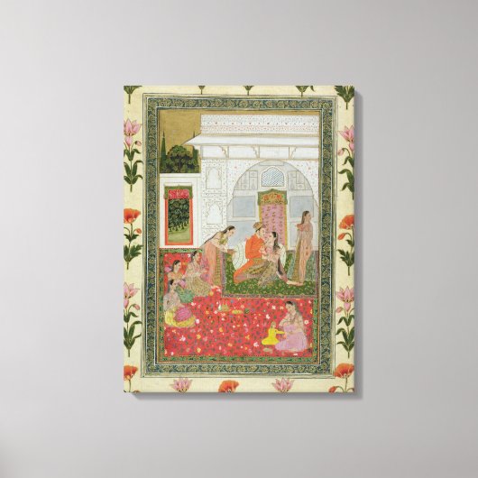 Paar mit weiblichen Betreuern und Musikern Leinwanddruck (Vorderseite)