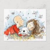 Paar mit weißer Welpe Postkarte (Vorderseite)