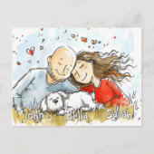 Paar mit weißer Welpe Postkarte (Vorderseite)
