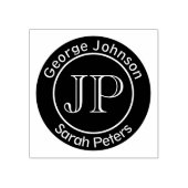 Paar mit zwei Monogrammen mit letztem Namen Gummistempel (Prägung)