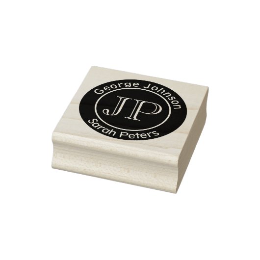 Paar mit zwei Monogrammen mit letztem Namen Gummistempel (Stempel)