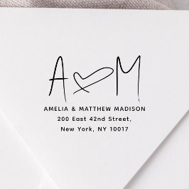 Paar-Monogramm-Herz-Adresse Gummistempel