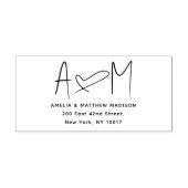 Paar-Monogramm-Herz-Adresse Gummistempel (Prägung)