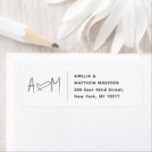 Paar-Monogramm-Herz-White-Return-Adresse (Insitu)