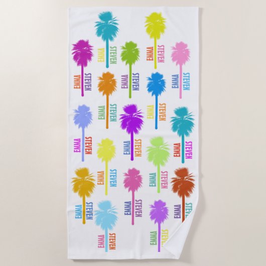 Paar-Monogramm-tropische Strand-Ferien-Andenken Strandtuch (Vorderseite)