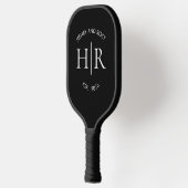 Paar-Monogramm Überwachtes Schwarz Pickleball Schläger (Links)