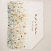 Paar Name Datum Sherpa-Decke Floral Aquarell  Sherpadecke (Vorderseite)