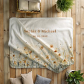 Paar Name Datum Sherpa-Decke Floral Aquarell  Sherpadecke