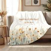 Paar Name Datum Sherpa-Decke Floral Aquarell  Sherpadecke