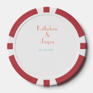 PAAR NAME PFIRSICH GRÜN DATUM HOCHZEIT ROMANTISCH  POKERCHIPS