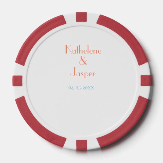 PAAR NAME PFIRSICH GRÜN DATUM HOCHZEIT ROMANTISCH  POKERCHIPS (Vorderseite)