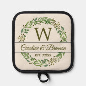 Paar Namen etablierte Datum Jahr Laurel Wreath Topflappen (Vorderseite)