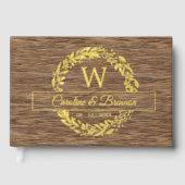 Paar Namen Hochzeitdatum Laurel Wreath Gold Gästebuch (Vorderseite)