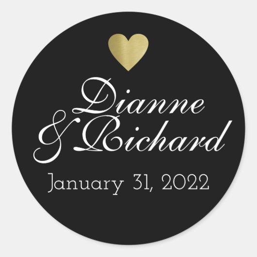 paar Namen Liebe schwarz Runder Aufkleber (Vorderseite)