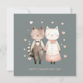 Paar niedliche Katzen Valentinstag Feiertagskarte (Vorderseite)