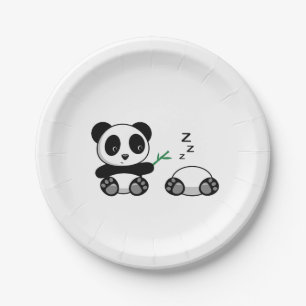 Paar Niedliche kleine Pandas Pappteller
