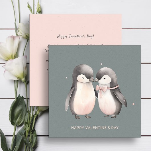 Paar niedliche Pinguine Valentinstag Feiertagskarte
