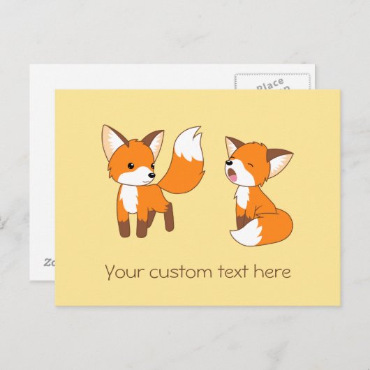 Paar Niedlicher Kleinfüchse Postkarte (Vorne/Hinten)