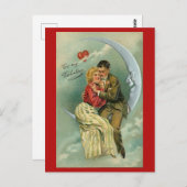 Paar Over the Moon Valentine Postcard Postkarte (Vorne/Hinten)
