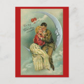 Paar Over the Moon Valentine Postcard Postkarte (Vorderseite)