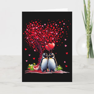 Paar Pinguine Cotume Valentinstag Baum Cute H Karte