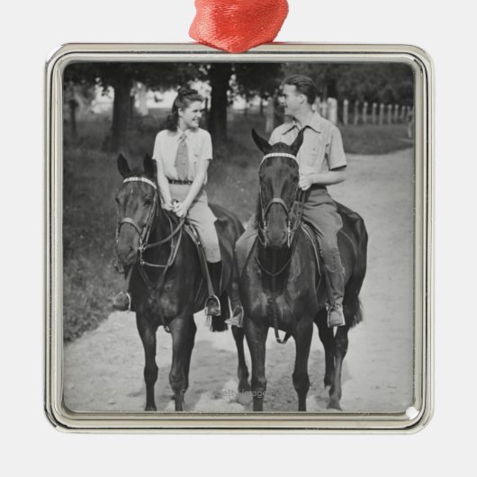 Paar-Reitpferde Silbernes Ornament (Vorne)