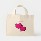 Paar rosa Herzen Mini Stoffbeutel (Vorne)