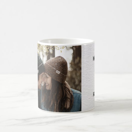 Paar-Schatz-GoldGlitzer-Foto mit Namen Kaffeetasse (Mittel)