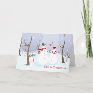 Paar-Schneemann-Weihnachtskarte Feiertagskarte