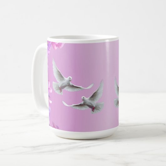 Paar schöne weiße Tauben Kaffeetasse (Vorderseite Links)