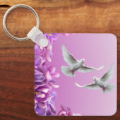 Paar schöne weiße Tauben Schlüsselanhänger (Vorderseite)