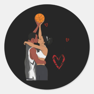Paar schwarze Basketball Ich liebe dich Double Or Runder Aufkleber