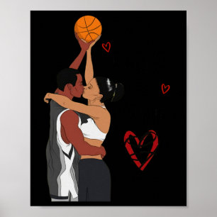 Paar schwarzes Basketball Ich liebe dich Doppelt o Poster