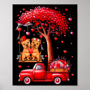 Paar Shar Peis Valentinstag Herzen Baum Pickup Tru Poster