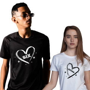 Paar-Shirts für Frauen mit den Zahlen Sechs und Si T-Shirt