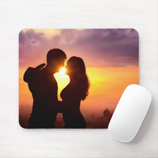 Paar-Silhouette am Sonnenuntergang Mousepad (Mit Mouse)