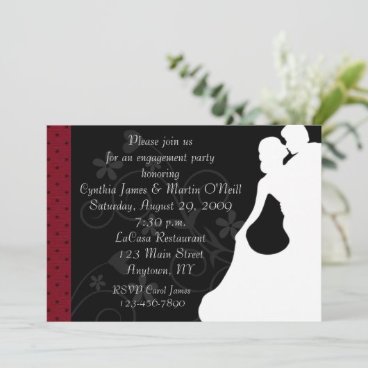 Paar-Silhouette Einladung (Stehend Vorderseite)