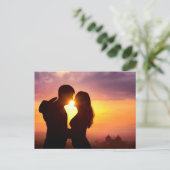 Paar Silhouetten bei Sonnenuntergang Postkarte (Stehend Vorderseite)