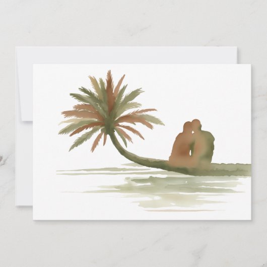 Paar sitzt auf Palme Einladung (Vorderseite)