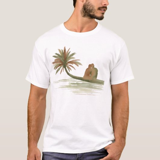 Paar sitzt auf Palme T-Shirt (Vorderseite)