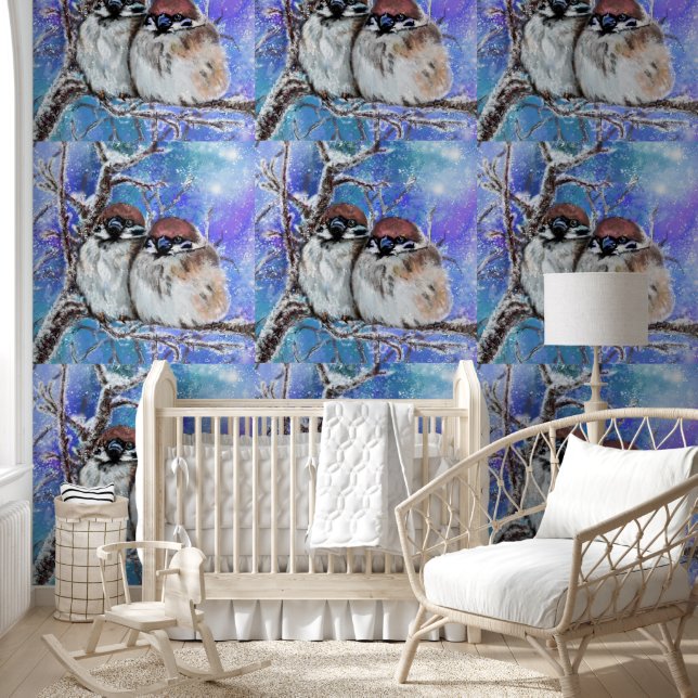 Paar Sparrow im Winter Tapete (Kinder)