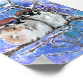 Paar Sparrow in Winterposter Poster (Ecke)