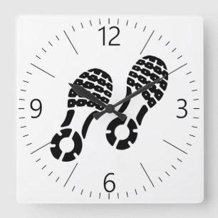 Paar sportlicher Shoesprint Quadratische Wanduhr
