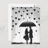 Paar Stehend unter einem Regenschirm, herzförmiger Postkarte (Vorne/Hinten)