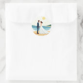 Paar-Strandromanze-Aufkleber Runder Aufkleber (Tasche)