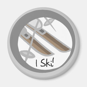 Paar T - Shirt und Geschenke Ski I Magnet