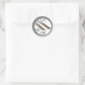 Paar T - Shirt und Geschenke Ski I Runder Aufkleber (Tasche)